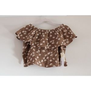 NWT Rylee and Cru Womens Seashell Off the Shoulder Blouse Gauze Cotton Small